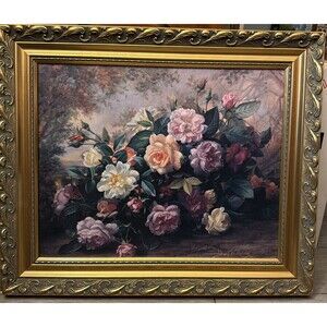 Albert Williams Gold Framed Print Iris , Narcissi & Flowers Framed 21x25